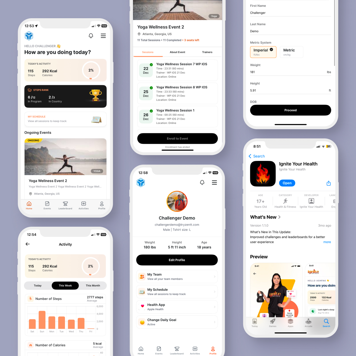 Wellness app for corporate health events & tracking fitness acctivities