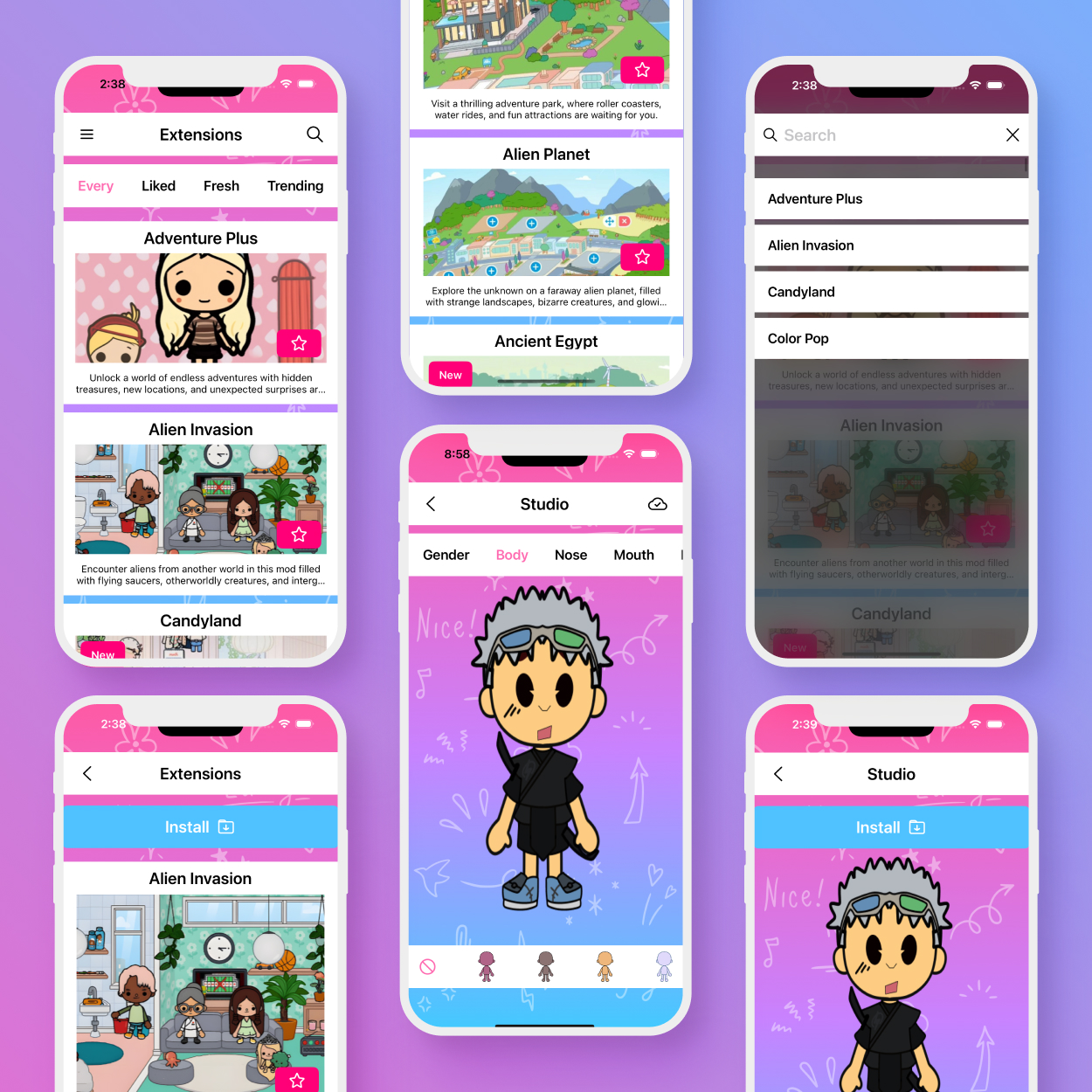 Skins application for Toca Boca - A global leader in kids' digital toys and games